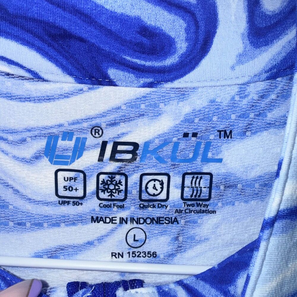 IBKUL Long Sleeve All Over Print Quarter Zip Golf Shirt - Blue/White L - Picture 4 of 6